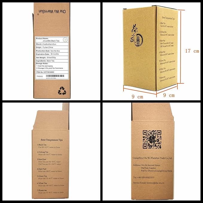 ChaWuWarmSun [B] JinJunMei Black Tea,8.8oz/250g,Chinese Loose Leaf Tea,WuYi Mountain,FuJian China