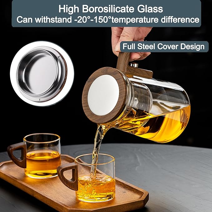 Enchanti Tea Pot- 800ml/27.1oz Enchantipot Magic Tea Pot With Strainer, Witchcraft Magical Enchanted Glass Teapot, Magnetic Filtration Pot with Handle, Loose Tea Witchcraft Teapot (27.1oz)