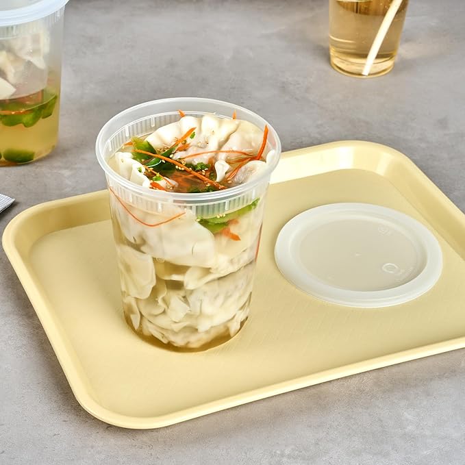 Restaurantware Plastic Food Container 100 Pack of 40 oz Clear Microwave-Safe Storage Container With Lid Leakproof Round Shape Disposable Freezer-Safe