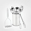 Avador® Premium Set of 10 Stainless Steel (WHITE HOLDER) Kitchen Tool Set with Holder Easy To Clean, Space Saving, Great for Cooking, Baking, Prepping (WHITE)