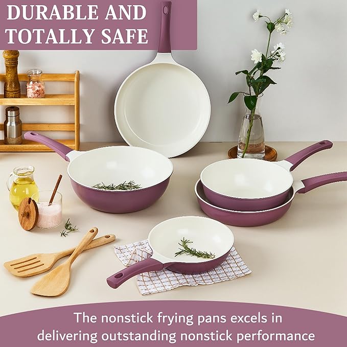 UPIT Non Stick Ceramic Frying Pan Skillet | Scratch-Resistant PFOA & PFOS Free Non Toxic Pan for Cooking | Compatible with Induction, Gas & Electric Stovetops (8 IN)