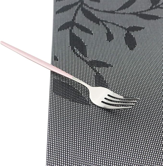 Pink Silver Silverware Set, JASHII 20-Piece Stainless Steel Satin Finish Flatware Set, Kitchen Utensil Set, Mirror Polished Tableware Cutlery Set for Home and Restaurant, Dishwasher Safe