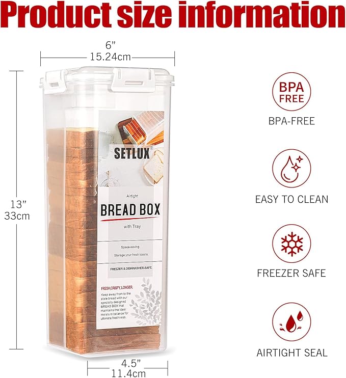 Bread Storage Container with Tray, Plastic Bread Box with Airtight Lid, Bread Keeper for Homemade Bread, Toast, Bagel, Donut(white)