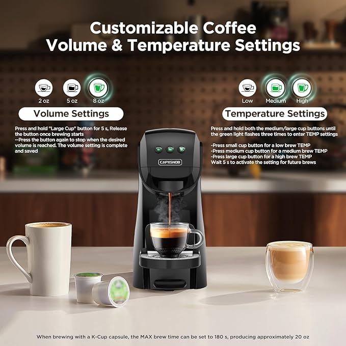 Warriors1 Coffee Maker for Keurig K Cup pod, Espresso Machine for Nespresso Original, Dolce Gusto Pods, Ground Coffee, Coffee Machine for kitchens, apartments, dorms, RVs & camping, 28 oz Reservoir