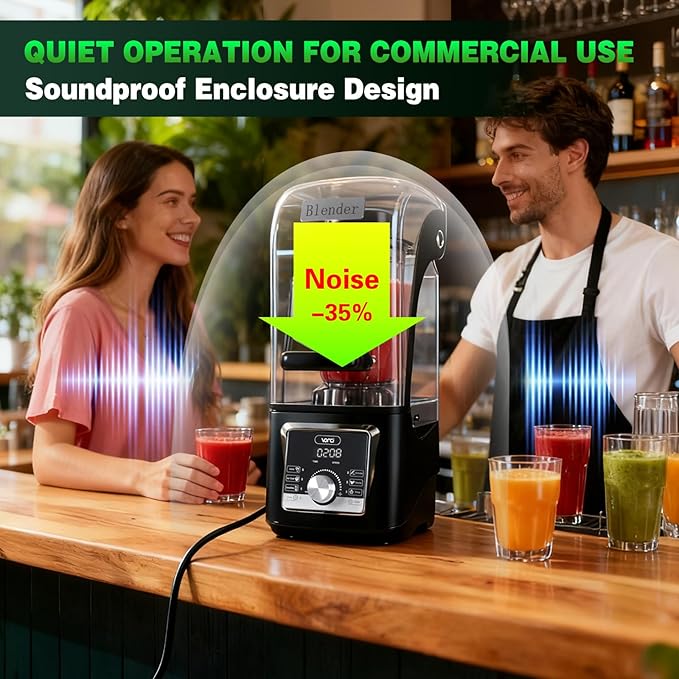 VONCI 2200W Commercial Blender With Sound Enclosure, 85OZ Large Capacity Quiet Blender For Smoothies, Heavy Duty Industrial Blenders For Restaurant, Perfect For Kitchen, Ice Crush, Milk Shake, Fruits