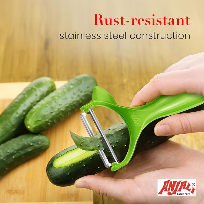 Anjali 5-Piece Kitchen Tool Set – Chopping Board, Cheese Grater, Peeler, 9" Utility Knife & Pizza Cutter | Essential Cooking Tools for Slicing, Peeling, Grating & Cutting