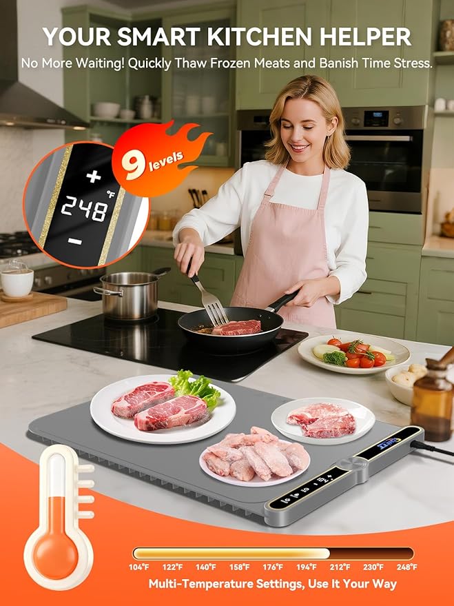 Food Warming Mat, 9 Temperature Modes & Upgraded Electric Heating Wire Full Surface Heating, Portable Warming Mat for Food, 6-Hours Auto Shut-Off Food Warming Mat for Buffet, Parties