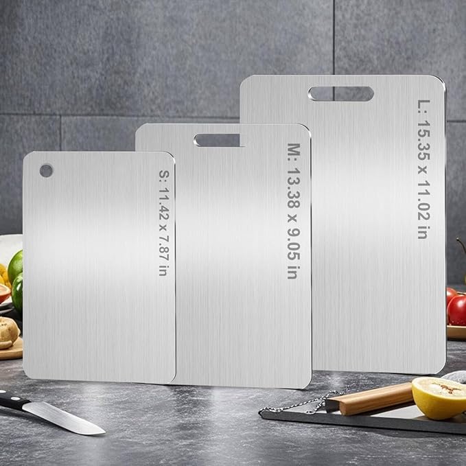 Tavano Titanium Cutting Board,100% Pure Titanium Cutting Boards for Kitchen,Food-Grade Double Side Available Non Toxic Chopping Board,Dishwasher Safe Hygiene Durable Boards(1PC-L)