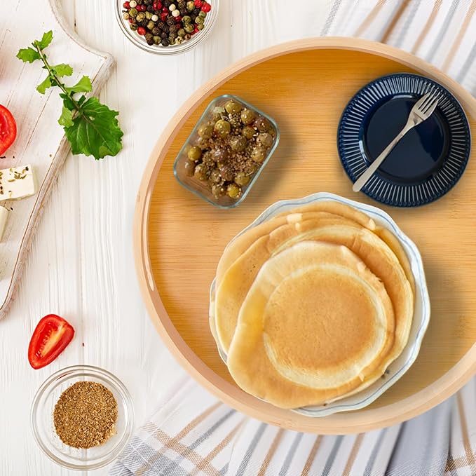 12in Bamboo Lazy Susan Pantry Organizer and Storage for Countertop and Spice Organization for Cabinet Round Rotating Serving Tray Turntable Seasoning Organizer for Kitchen Table Top