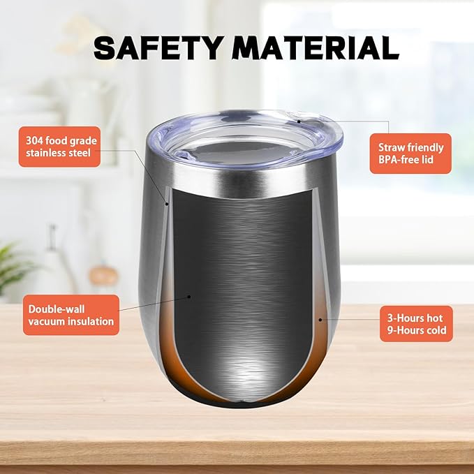 StarSpeed 12oz/12 Pack Wine Tumbler with lid, Stainless Steel Travel Mugs Stemless Double Wall Insulated Coffee Cup, Insulated Wine Glasses Travel Tumbler for Cold & Hot Drinks(Silver, 12)