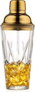 Gold Christmas & New Year Holiday Glass Cocktail&Martini Shaker-15oz, Cutting,Crafting Desgin-Exquisite for Elevated Mixology,Barware, Tableware, Kitchware, House,Espresso Funny Drink Shaker Tool.