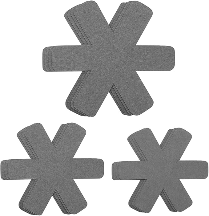 Pan Pot Protectors, Larger & Thicker Pan Protector Pads, 3 Different Sizes, 12 Pcs Pot Divider Pads for Protecting and Separating Your Cookware(Gray)