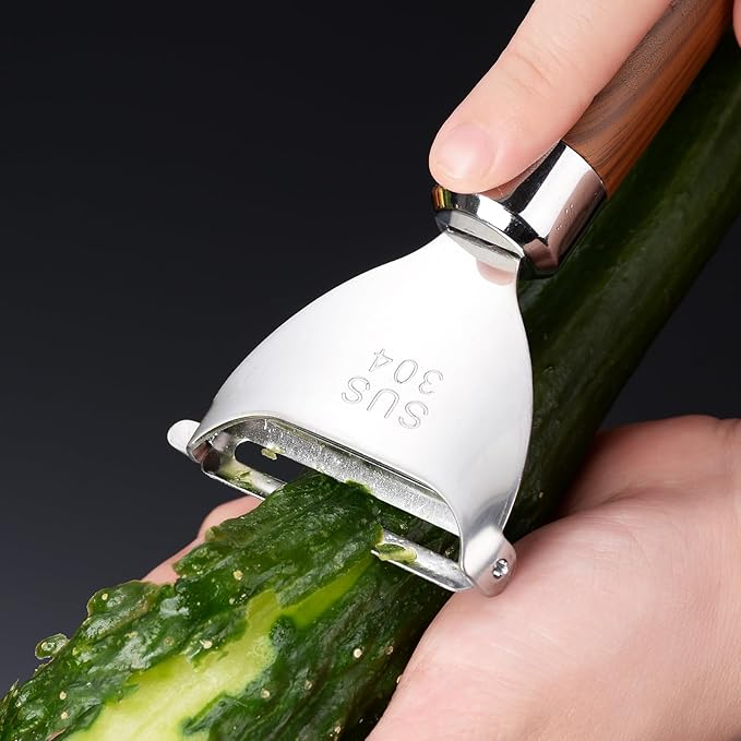 Y-Shaped Vegetable Peeler with Non-Slip Wood Grain Handle, Ergonomic Stainless Steel Potato & Fruit Peeler for Effortless Peeling - Professional Kitchen Peeler