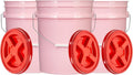 House Naturals 5 Gallon Pink Food Grade BPA Free Made in USA Plastic Storage Bucket with Lid Cover (Pack of 3) (with Scarlet Red Screw on Airtight Lids)