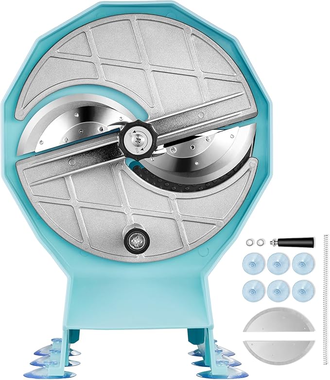 VEVOR Manual Vegetable Fruit Slicer, 0-0.5"/0-12mm Thickness Adjustable Commercial Slicer Machine, Double Feed Ports, Stainless Steel Blade Food Cutter Slicing Machine for Cucumber, Lemon, Tomato