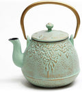 TOPTIER Tea Kettle for Stove Top, Cast Iron Teapot Stovetop Safe with Infusers for Loose Tea, 22 oz, Light Green