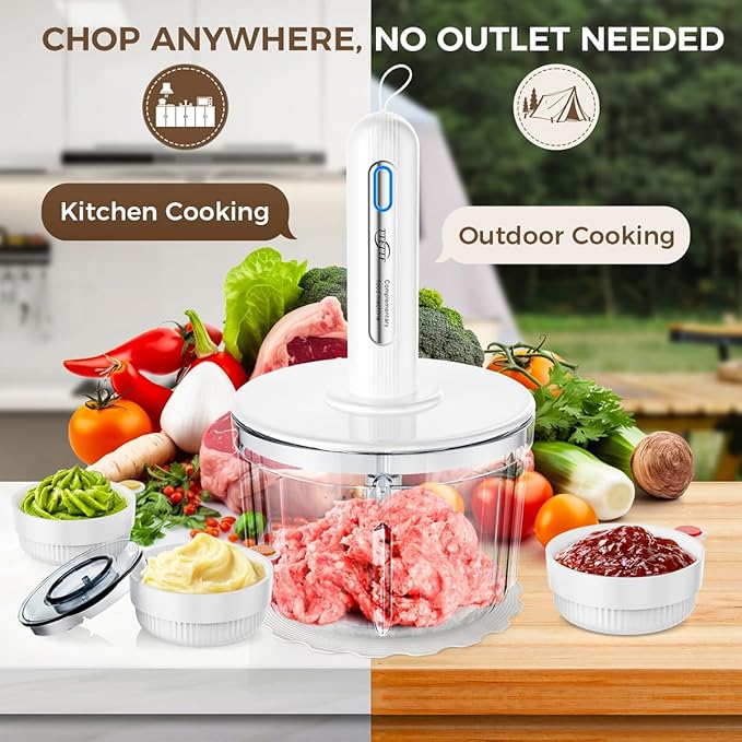 Glass Food Processor with 4 Blades & 4 Bowls (8 Cup + 3x0.5 Cup), Small Food Processor& Meat Grinder - Compact Design for Meal Prep, Baby Food, Sauces - Dishwasher Safe