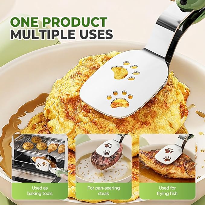 2-in-1 Non-Slip Durable Spatula Tongs,2026 New Kitchen Cooking Tongs Egg Flipper Spatula,Stainless Steel Barbecue Clamp Food Flip Shovel Clip for Steak Fish Bread Pizza,Home Cooking Tool ﻿ (Yellow)