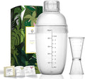 Homestia 2 pcs Clear Cocktail Shaker Set, 1 pcs Plastic Bar Shaker with 1pc Plastic Cocktail Double Measuring Jigger, Hand Drink Mixer Boba Tea Shaker w/Scales, Bar Tool Transparent (500ml/17oz)