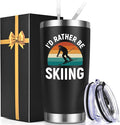 Lifecapido Ski Gifts, I'd Rather Be Skiing 20oz Insulated Tumbler, Christmas gift Skier Skiing Gifts for Skiers, Black