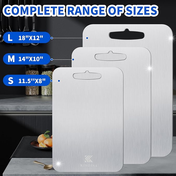 Titanium Cutting Board - 100% Pure Titanium Chopping Board for Kitchen, Camping | Lightweight, Odorless, Dishwasher Safe, Non-Toxic | Professional Chef & Home Cook Essential (13.4''L×9''W)