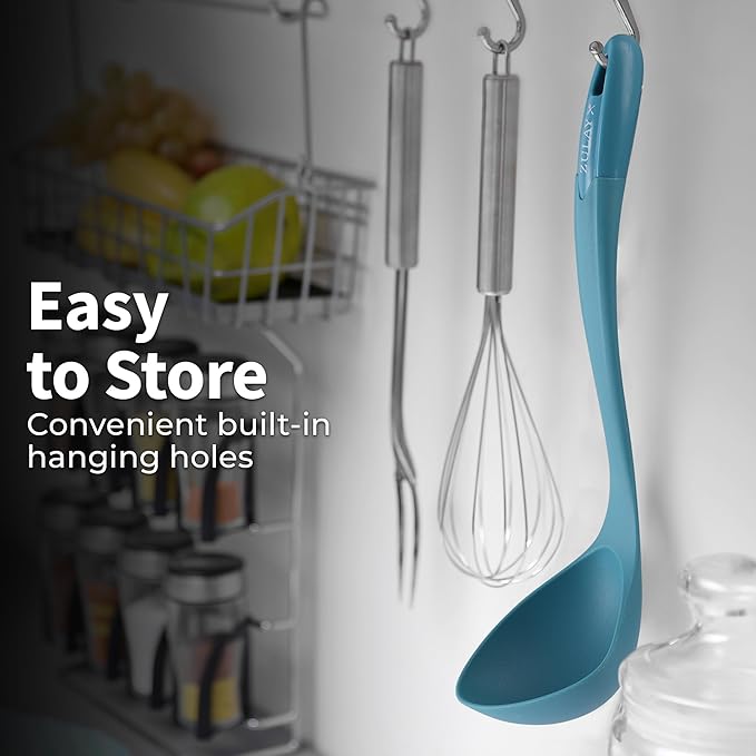 Zulay Kitchen Soup Ladle – Ergonomic, Heat-Resistant & Versatile for Serving Soup, Chili, Gravy & More - Sky Blue