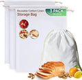 Simple&Opulence 3-Pack 19” x 23” Linen Cotton Drawstring Bags Reusable Grocery Sacks, DIY Craft Sachet Sacks Storage Cloth Bags for Party Wedding Home Bulk Produce Bags, Washable, White