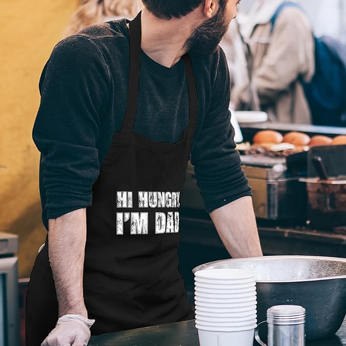Funny Cooking Aprons for Women Men with Pocket, Grill Apron with Adjustable Neck Strap, Birthday Gift for Dad Mom
