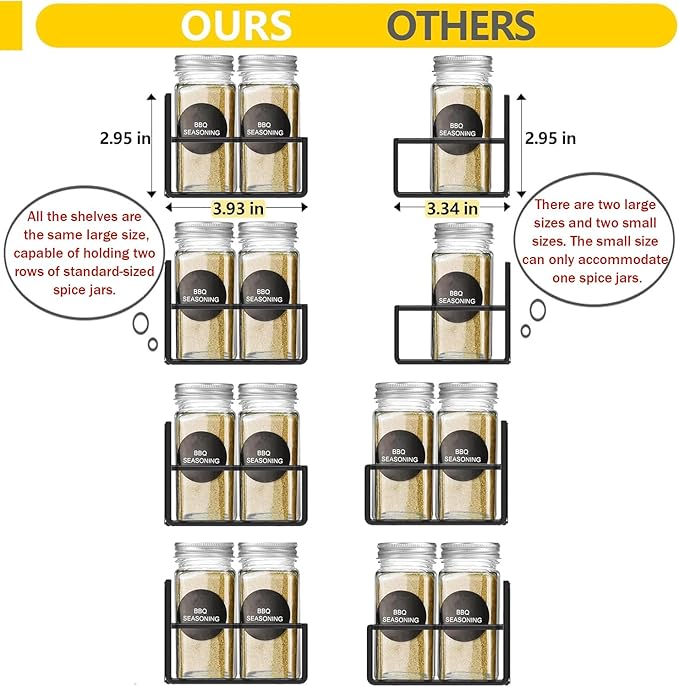 Magnetic Spice Rack Organizer for Fridge Seasoning Organizer for Kitchen storage with Screw Magnetic Shelf with Hook for Refrigerator and Oven (4pack1hook-Black)