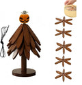 Christmas Tree Trivet Set of 5, Foldable Bamboo Hot Pad Holder for Hot Pots/Pans/Dishes, Walnut Brown Kitchen Serving Tray, Holiday Table Decor