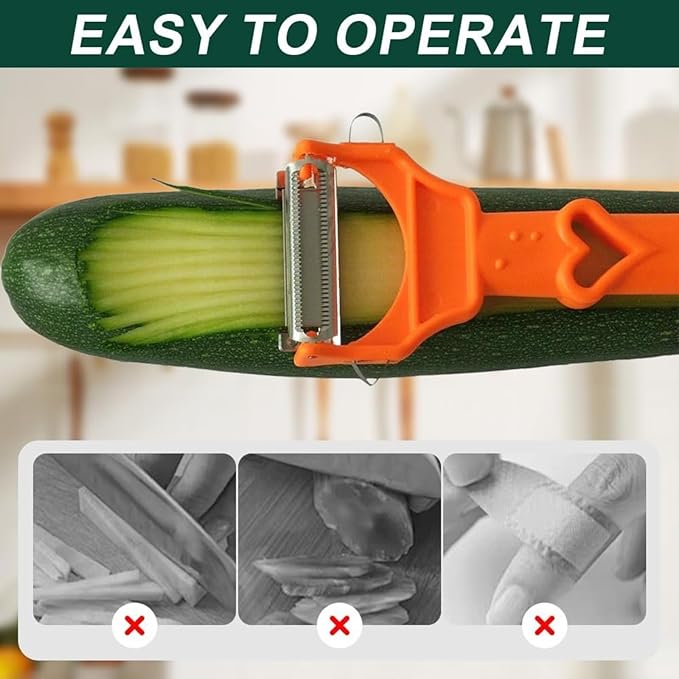 3-in-1 Vegetable Slicer & Peeler Set with Grater Plate - Multifunctional Kitchen Cutter for Potato, Carrot, Cheese with Container, Easy to Clean, 8.35 x 3.07 Inches