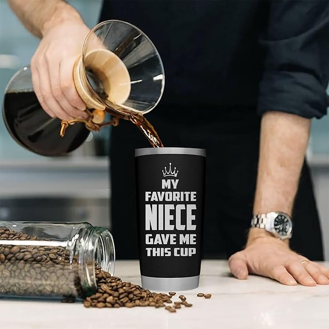 Christmas Gifts for Uncle, Aunt from Niece - Uncle Tumbler - Gifts for Fathers Day, Christmas, Birthday - Funy Insulated Stainless Steel Tumbler 20oz, Black