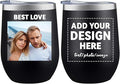 MEWAY Personalized Custom 12oz Wine Tumbler with Lid, Insulated Double Wall Vacuum Travel Tumbler Gifts with Text Photo Logo (Black, 1pack)