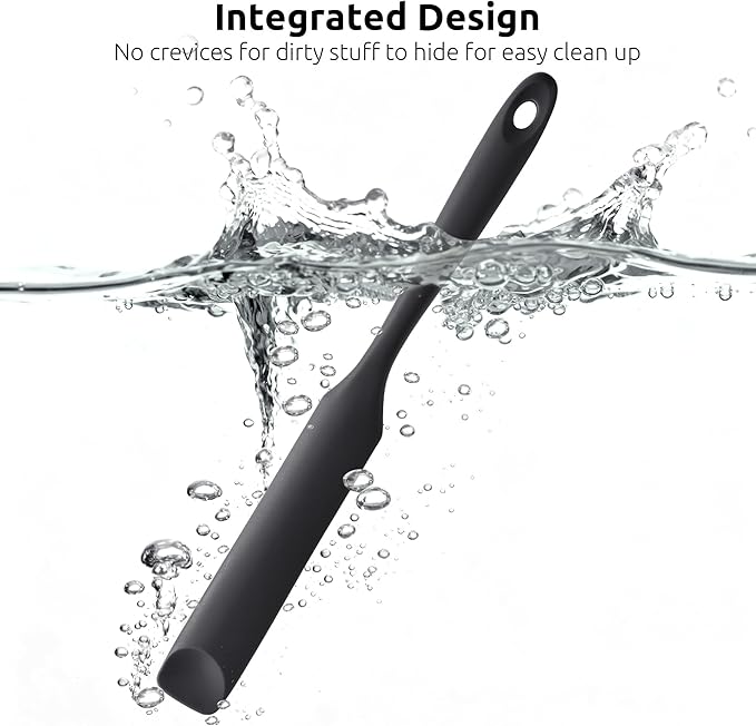 U-Taste Silicone Jar Spatula for Sourdough Starter: Long Skinny Food-Grade Jam Spreader, Sturdy Stirring Stick Bowl Scraper with Flexible Spoon Tip, Mixing Icing Tool, Peanut Butter Knife (Black)