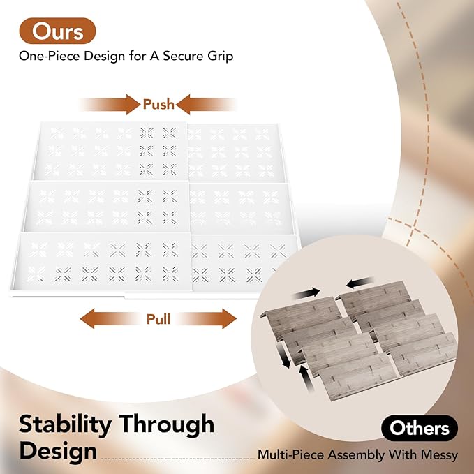 Spice Drawer Organizer 3-Tier Expandable (11"-22" Wide), Spice Rack for Cabinet with Funnel & Spice Labels, Fits Large Jars, Seasoning Storage Insert Design for Cabinet & Drawer (White)