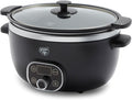 GreenLife 8QT Slow Cooker, Non-Toxic PFAS-Free Ceramic Nonstick Removable Interior Bowl, Programmable, Family Friendly, Keep Warm, Stovetop & Oven Safe, Dishwasher Safe Crock, Timer, Glass Lid, Black
