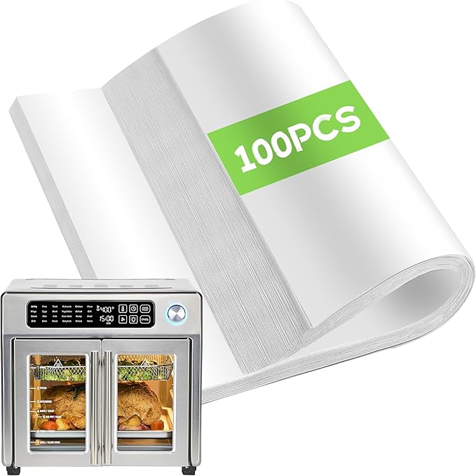 Air Fryer Paper Liners Disposable Compatible with Emeril Lagasse 26 QT Extra Large French Door Air Fryer Toaster Oven, 100 PCS Parchment Paper Sheets Accessories for Emeril Lagasse