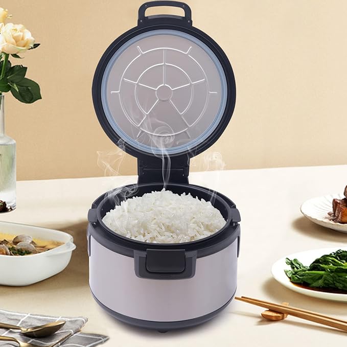 Rice Warmer Machine, 20qt Commercial-Grade Electric Rice Warmer, 21.65x21.65x12.60in Portable Non-Stick Inner Pot Rice Warmer, Dual Temperature Control Design, Circulation Insulation, Black