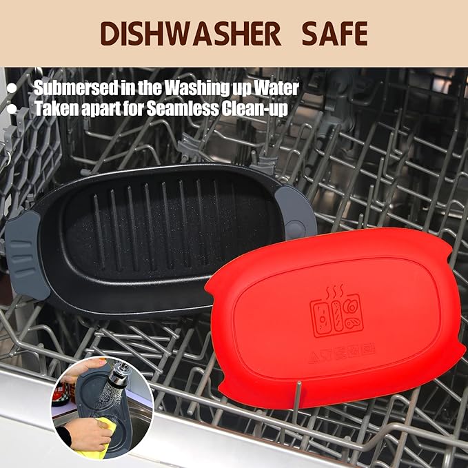 Quick-Heat Microwave Grill Pan & Bacon Cooker | The Perfect Kitchen Addition for Single Servings & Fast Family Sides.Compact Multi-Use Microwave Cookware with Lid for Chicken, Veggies,Pancakes | Dishwasher Safe,Portable for Kitchen, RV, Dorm, Office(Red)