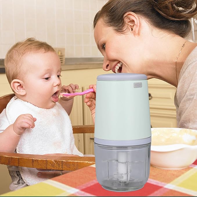 300ML Mini Food Processor, Cordless Electric Food Chopper for Vegetables Fruits Meat, Baby Food Preparer Includes Blade, Container and Charging Cable (Verde)