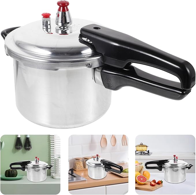 DOITOOL Aluminum Pressure Cooker 16cm/6.3inch Bottom Small Pressure Cooker for Gas Stove Induction for Home Cooking, Silver