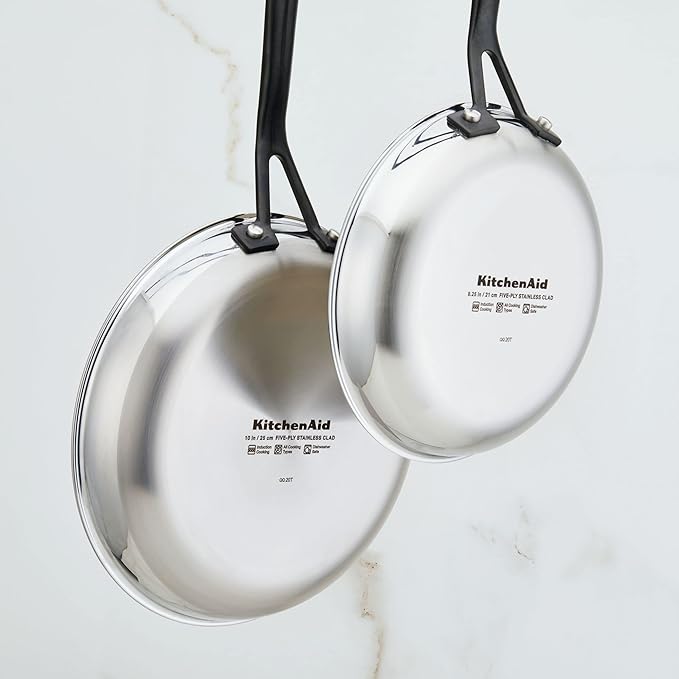 KitchenAid 5-Ply Clad Polished Stainless Steel Frying Pan/Skillet, 10 Inch - Stainless Steel