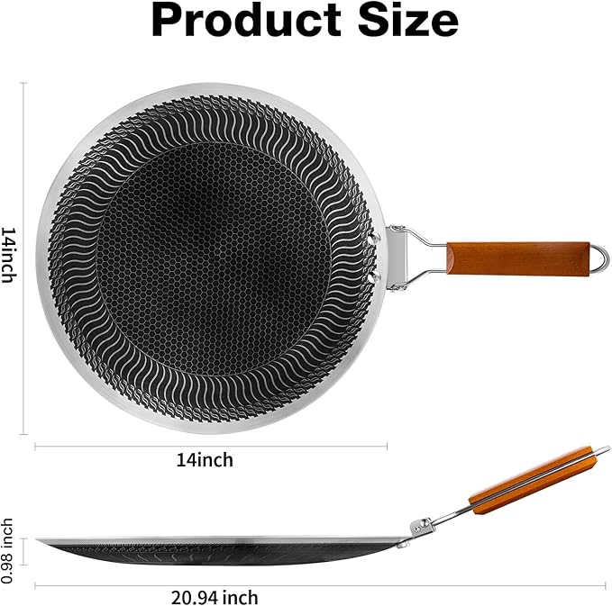 DELARLO Tri-Ply Stainless Steel Nonstick Crepe Pan,Round Griddle Pan,14 Inch Para Tortillas Pancake Pan with Stay-Cool Handle,18/10 Large Cooking Surface