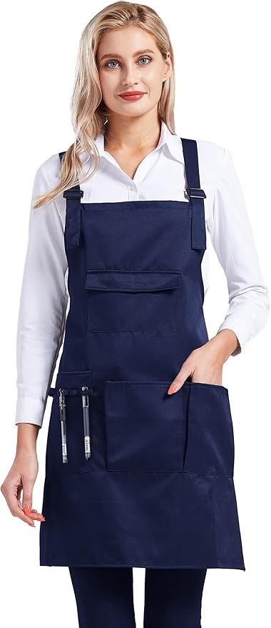 Nanxson Adjustable Women Bib Apron Multi Function Professional Salon Stylist Work Apron with Tool Pockets CF3010
