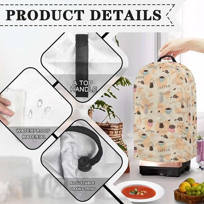 Coffee Theme Coffee Machine Dust Cover Mixer Hood Cover Blender Covers for Kitchen Counter Blender Dust Covers for Kitchen Counter Kitchen Decor