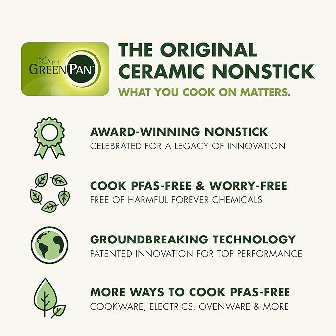 GreenPan Swift Nonstick 10” and 12” Frying Pan Skillet Set, Ceramic PFAS-Free 2 Piece Kitchen Cooking Set, Oven & Broiler Safe to 600°F, Dishwasher Safe Cookware, Cream