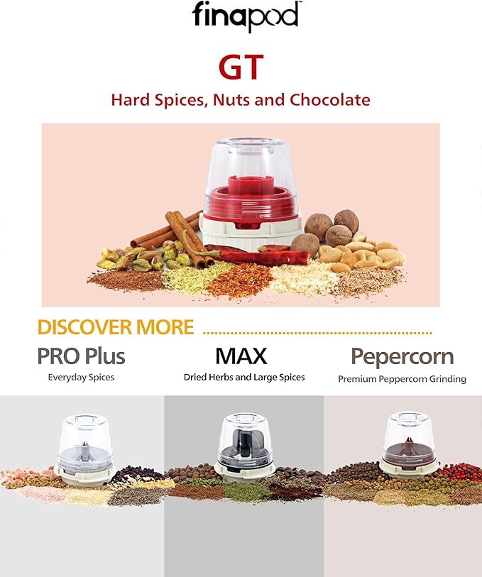 FinaMill Interchangeable Spice Pod - FinaPod GT Safely Grates Hard Spices and Nuts, GT Also Grates Chocolate, Dried Mushrooms and More - 1 Pod