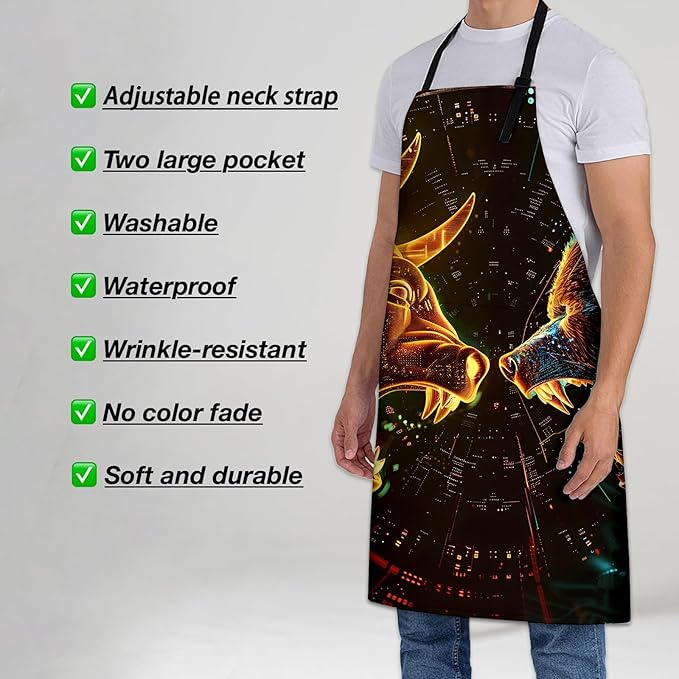Octopus Apron for Women Men 28x33in, Kitchen Chef Aprons with 2 Pockets, Polyester, Underwater Octopus Apron