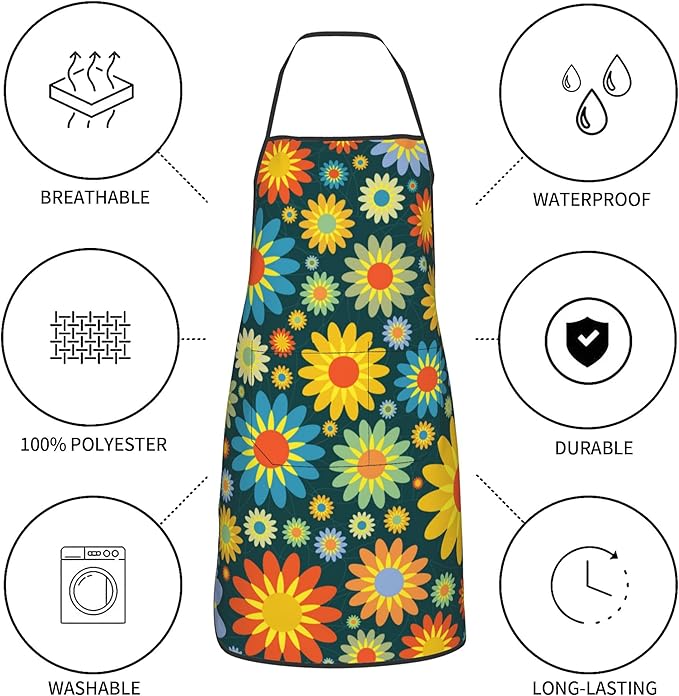 Apron with Pockets for Cooking Chef Kitchen Work Gardening and Salon Size 20.4x28.3 Inch