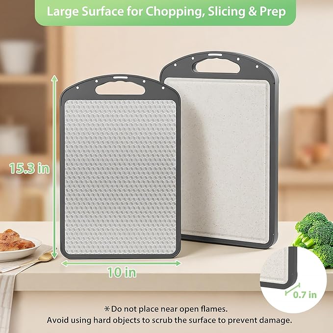Titanium Cutting Board for Kitchen, Versatile for Cutting Board with juice groove, Pure Titanium and Wheat Straw PP Large Board, Food Grade, Easy to Clean Size 15.3”×10”